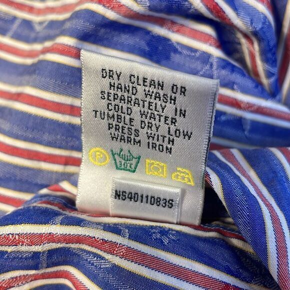 Bugatchi Shaped Fit Button Up Shirt Stripes Blue Red 3X - Picture 12 of 12